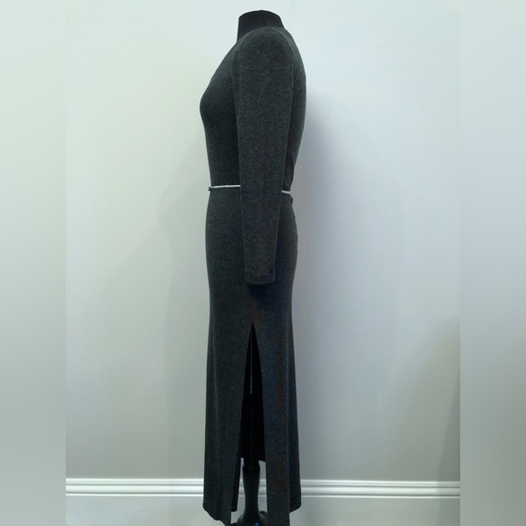 Very Rare Vintage Pamala O’Brien Charcoal Gray Long Belted Maxi Sweater-dress S - Picture 2 of 8